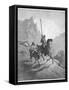 Don Quixote with Sancho Panza Riding Along a Mountain Pass-Gustave Dor?-Framed Stretched Canvas