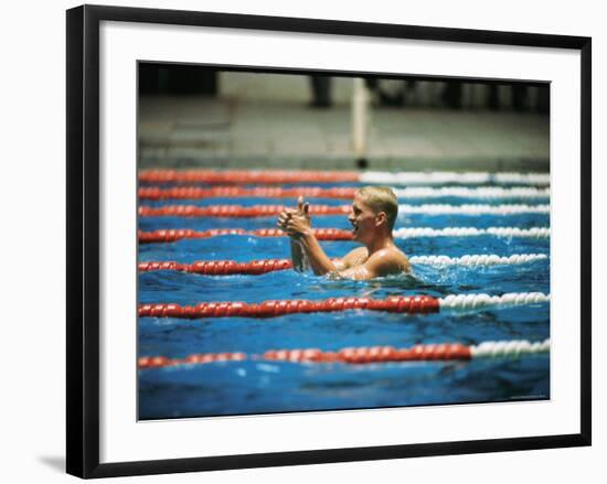 Don Schollander Gives Two Thumbs Up After Swimming Anchor on Relay Team at Summer Olympics-Art Rickerby-Framed Premium Photographic Print