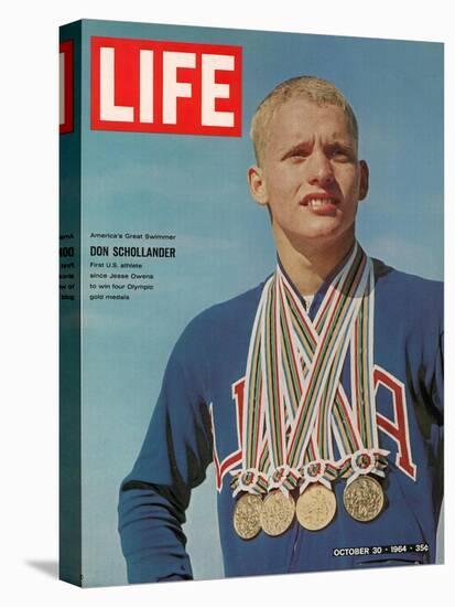 Don Schollander with his Four Olympic Gold Medals Won in Swimming Events, October 30, 1964-John Dominis-Stretched Canvas