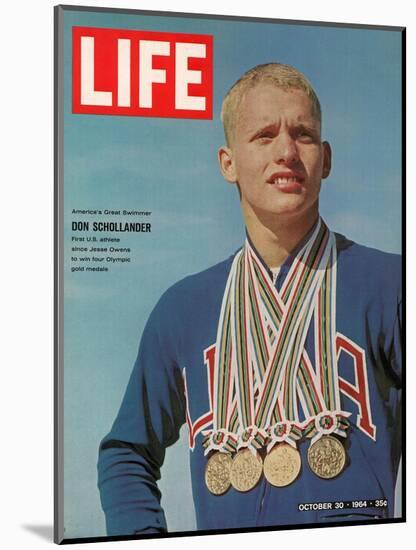 Don Schollander with his Four Olympic Gold Medals Won in Swimming Events, October 30, 1964-John Dominis-Mounted Photographic Print