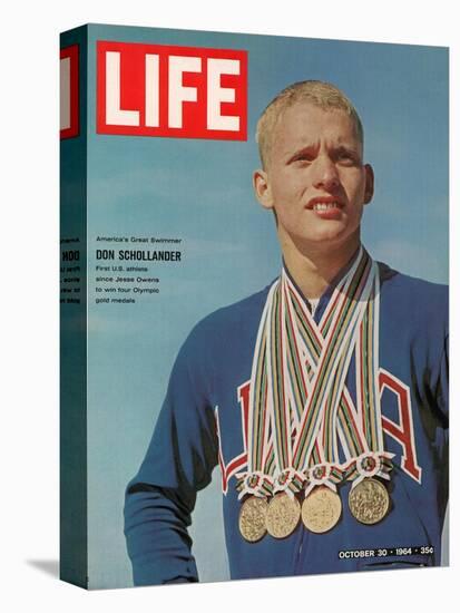 Don Schollander with his Four Olympic Gold Medals Won in Swimming Events, October 30, 1964-John Dominis-Stretched Canvas