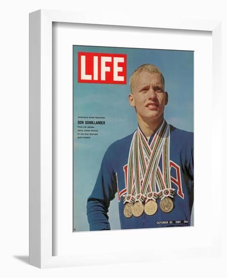 Don Schollander with his Four Olympic Gold Medals Won in Swimming Events, October 30, 1964-John Dominis-Framed Photographic Print