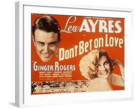 Don't Bet on Love, Lew Ayres, Ginger Rogers, 1933-null-Framed Photo