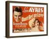 Don't Bet on Love, Lew Ayres, Ginger Rogers, 1933-null-Framed Photo