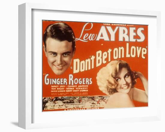 Don't Bet on Love, Lew Ayres, Ginger Rogers, 1933-null-Framed Photo