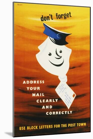 Don't Forget Address Your Mail Clearly and Correctly-Harry Stevens-Mounted Art Print