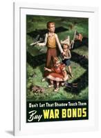 Don't Let That Shadow Touch Them - Anit-Nazi Buy War Bonds WWII Propaganda-null-Framed Art Print