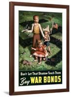 Don't Let That Shadow Touch Them - Anit-Nazi Buy War Bonds WWII Propaganda-null-Framed Art Print