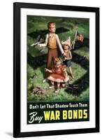 Don't Let That Shadow Touch Them - Anit-Nazi Buy War Bonds WWII Propaganda-null-Framed Art Print
