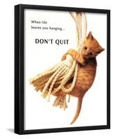 Don't Quit Kitten on Rope-null-Framed Mini Poster