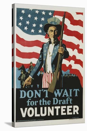 Don't Wait for the Draft, Volunteer Recruitment Poster-null-Stretched Canvas