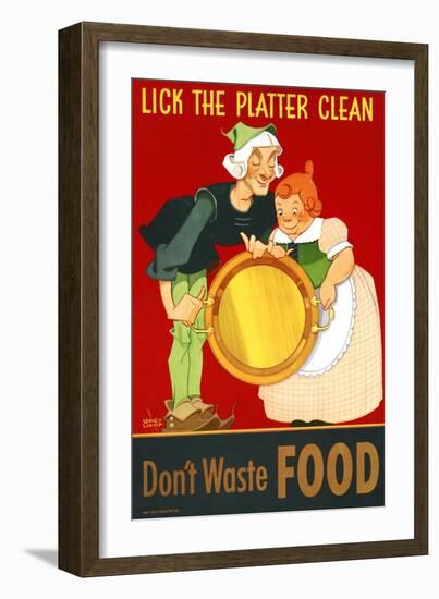 Don't Waste Food, Lick the Platter Clean-Vernon Grant-Framed Art Print
