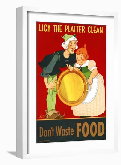 Don't Waste Food, Lick the Platter Clean-Vernon Grant-Framed Art Print