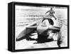 Donald Campbell Sits Astride His Jet Powered Boat, Bluebird K7, on Lake Coniston-null-Framed Stretched Canvas