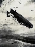 WW1 - Commodore Bigsworth Drops Bombs on Zeppelin, 1915-Donald Maxwell-Framed Art Print