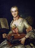 Portrait of a Lady Playing a Hurdy-Gurdy-Donat Nonotte-Framed Stretched Canvas