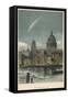 Donati's Comet of 1858 Viewed over St Paul's Cathedral, London, 1884-null-Framed Stretched Canvas