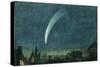 Donati's Comet over Balliol College (W/C with Scratching Out on Paper)-William of Oxford-Stretched Canvas