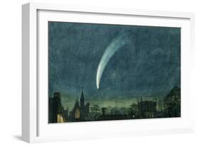 Donati's Comet over Balliol College (W/C with Scratching Out on Paper)-William of Oxford-Framed Giclee Print