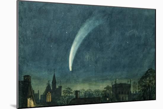 Donati's Comet over Balliol College (W/C with Scratching Out on Paper)-William of Oxford-Mounted Giclee Print