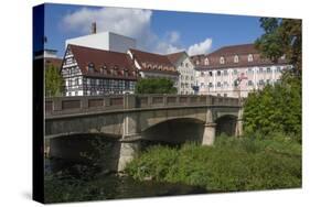Donau Bridge, crossing the River Danube, Donauschingen (Donaueschingen), Black Forest, Baden-Wurtte-James Emmerson-Stretched Canvas