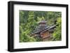 Dong village in the mountain, Zhaoxing, Guizhou Province, China.-Keren Su-Framed Photographic Print