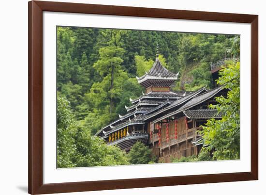 Dong village in the mountain, Zhaoxing, Guizhou Province, China.-Keren Su-Framed Photographic Print