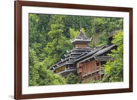 Dong village in the mountain, Zhaoxing, Guizhou Province, China.-Keren Su-Framed Photographic Print