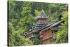 Dong village in the mountain, Zhaoxing, Guizhou Province, China.-Keren Su-Stretched Canvas