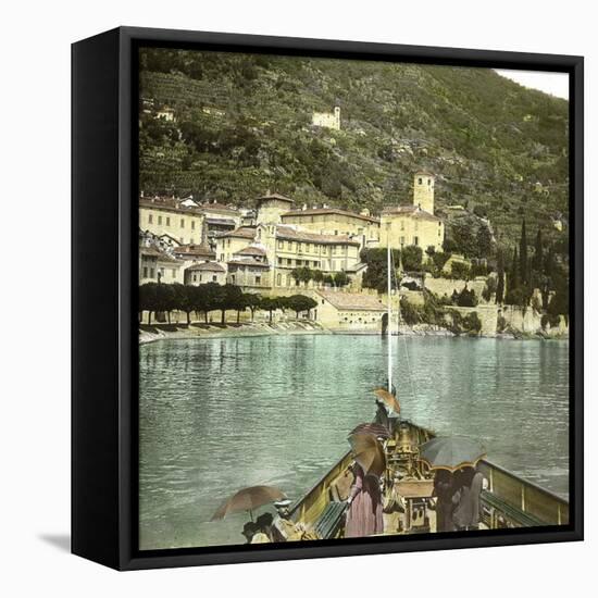 Dongo (Italy), the Village Seen of Lake Como, Circa 1890-Leon, Levy et Fils-Framed Stretched Canvas