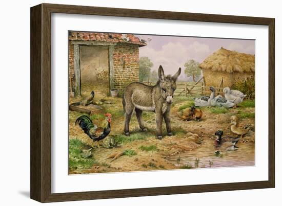 Donkey and Farmyard Fowl-Carl Donner-Framed Giclee Print