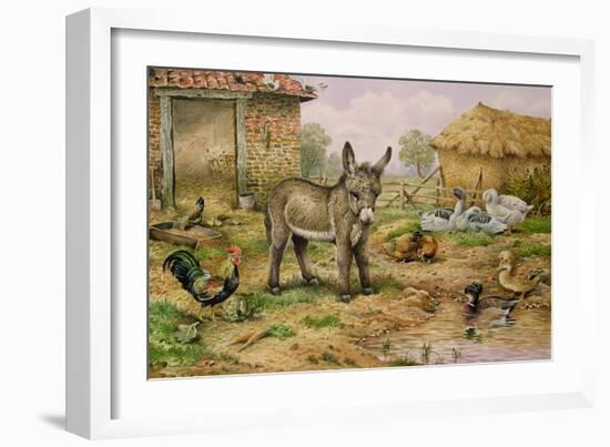 Donkey and Farmyard Fowl-Carl Donner-Framed Giclee Print