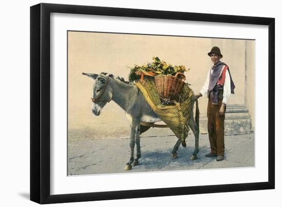 Donkey Carrying Produce-null-Framed Art Print