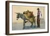 Donkey Carrying Produce-null-Framed Premium Giclee Print