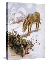 Donkey in Snow 1927-Alan Wright and Anne Anderson-Stretched Canvas