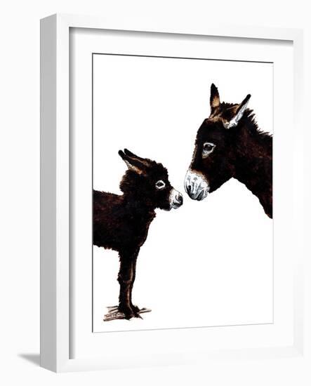 Donkey Mother and Baby on White, 2020, (Pen and Ink)-Mike Davis-Framed Giclee Print