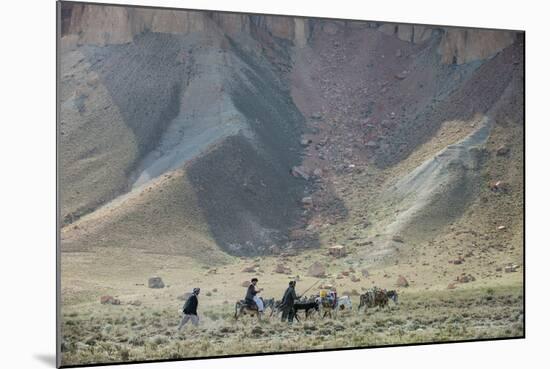 Donkeys and Farmers Make their Way Home Near Band-E Amir, Afghanistan, Asia-Alex Treadway-Mounted Photographic Print