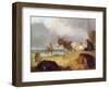 Donkeys and Figures on a Beach-Julius Caesar Ibbetson-Framed Giclee Print