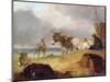 Donkeys and Figures on a Beach-Julius Caesar Ibbetson-Mounted Giclee Print