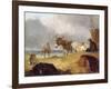 Donkeys and Figures on a Beach-Julius Caesar Ibbetson-Framed Giclee Print