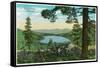 Donner Lake, California from Ridge - Donner Lake, CA-Lantern Press-Framed Stretched Canvas