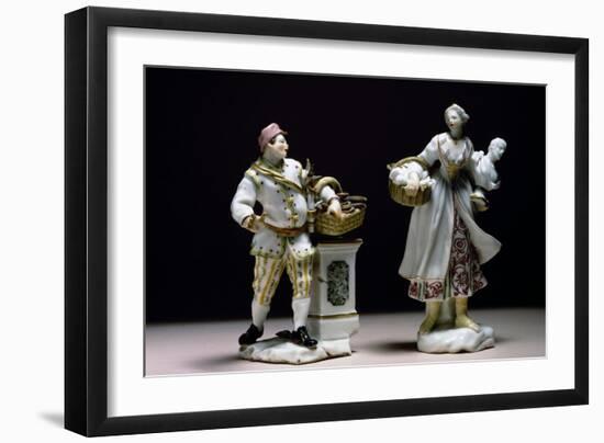 Donut Seller and Statue Seller, Circa 1750-null-Framed Giclee Print