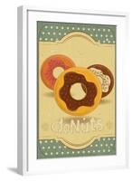 Donuts On Retro Card-elfivetrov-Framed Art Print