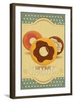 Donuts On Retro Card-elfivetrov-Framed Art Print