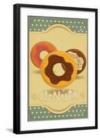 Donuts On Retro Card-elfivetrov-Framed Art Print