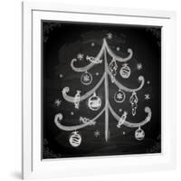 Doodle Christmas Tree with Balls for Xmas Design-Ozerina Anna-Framed Art Print