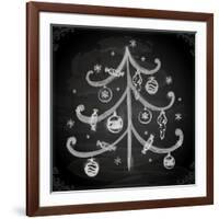 Doodle Christmas Tree with Balls for Xmas Design-Ozerina Anna-Framed Art Print