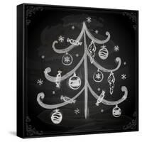 Doodle Christmas Tree with Balls for Xmas Design-Ozerina Anna-Framed Stretched Canvas