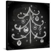 Doodle Christmas Tree with Balls for Xmas Design-Ozerina Anna-Stretched Canvas