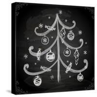 Doodle Christmas Tree with Balls for Xmas Design-Ozerina Anna-Stretched Canvas